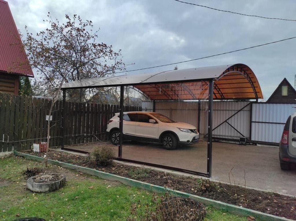 Прозрачные шторы ПВХ для навеса под автомобиль в посёлке Большое Полпино